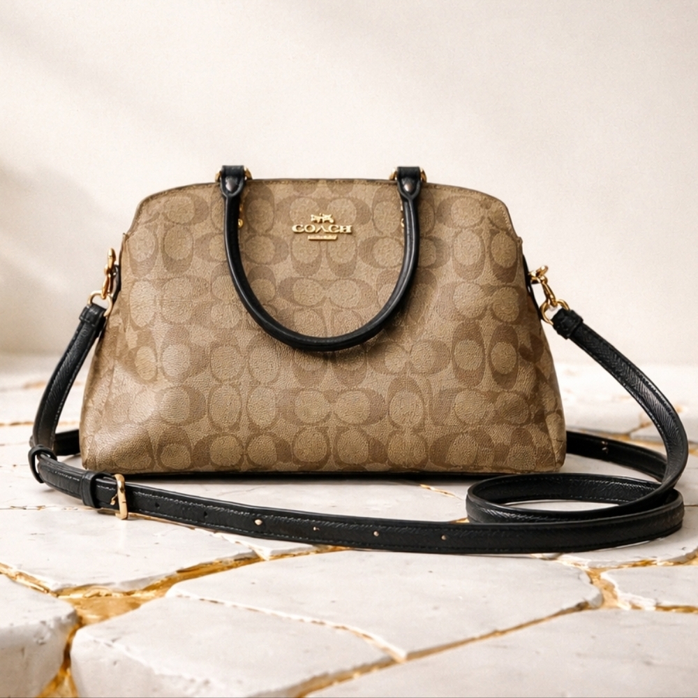 Vintage Coach Lillie Signature Carryall In Signatue Canvas Gold Tone Hardware